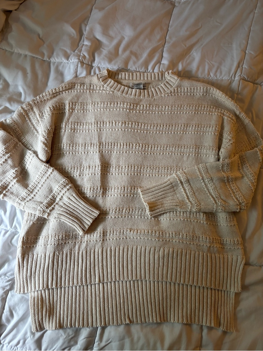 Cupcakes & Cashmere Cream Open-Stitch Crewneck Sweater